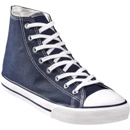 Unisex Retro High Top Canvas Sneaker Navy Front